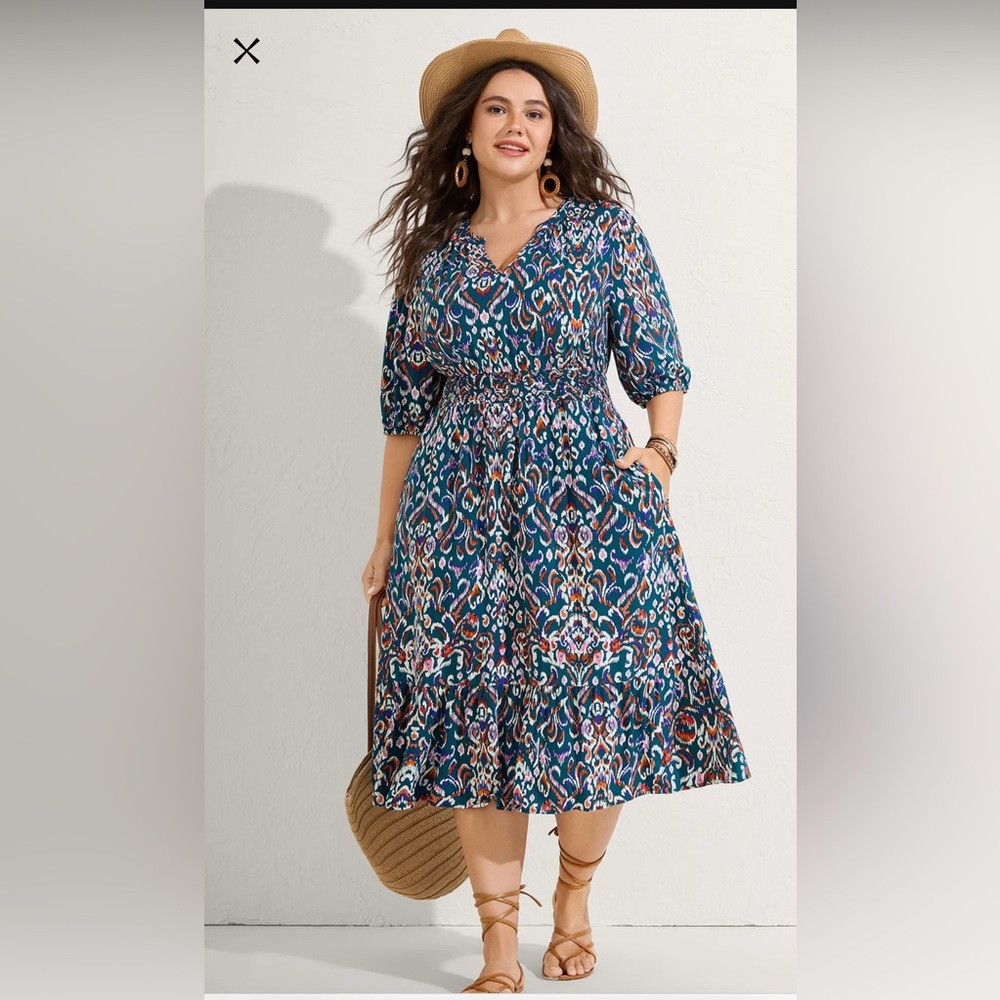 BloomChic Vibrant Blue and White Midi Dress - NWT